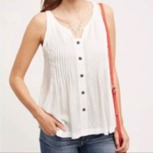 Anthropologie Maeve white button-up tank
